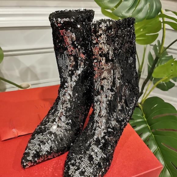 VALENTINO GARAVANI sequin ANKLE BOOTS Brand New shoe in box Size35 MADE IN ITALY - Picture 6 of 11
